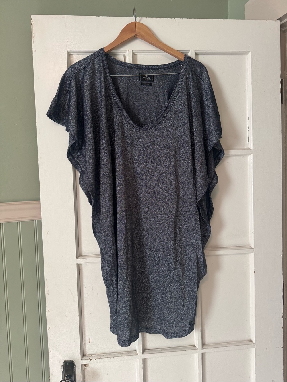 Replay Charcoal Gray Draped Mini Dress